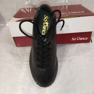Tap Dance Shoes DO Danca Toddler Girls Black Leather Tie Size 8.5 NIB